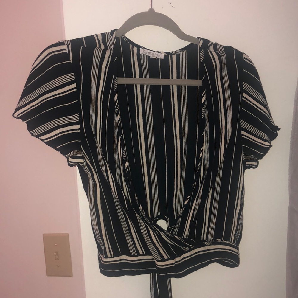 Blue and white striped top